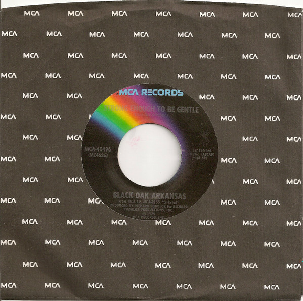  Black Oak Arkansas -- Strong Enough To Be Gentle/ Ace In the Hole, 1975 (M ) 45 rpm record, $6.50 - Click for bigger image and more info 