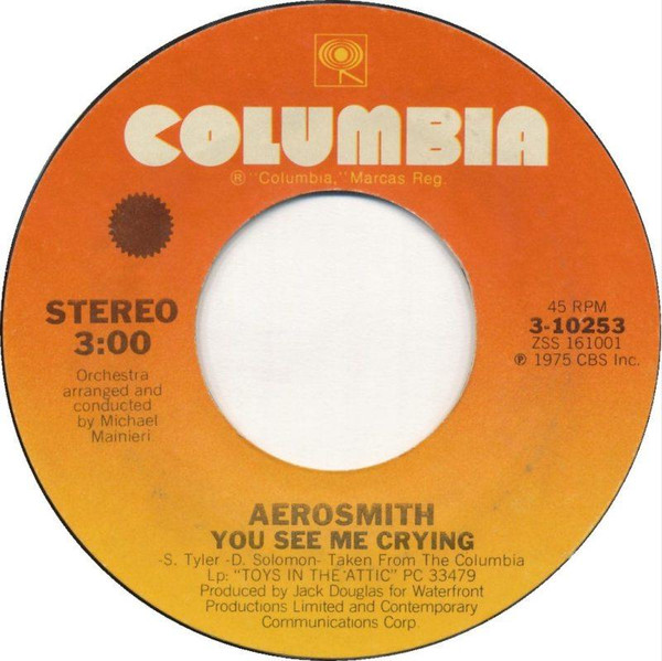  Aerosmith -- You See Me Crying/ Toys In The Attic, 1975 (M) 45 rpm record with factory sleeve, $35.00 - Click for bigger image and more info 