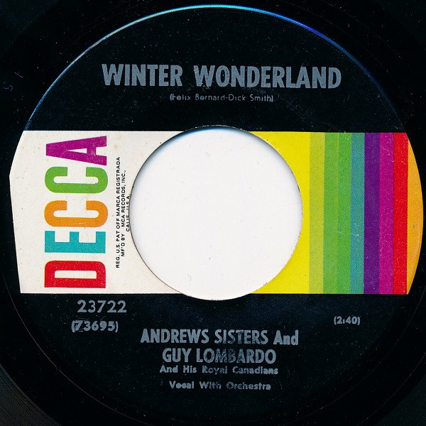  Winter Wonderland/ Christmas Island 45 Record 
