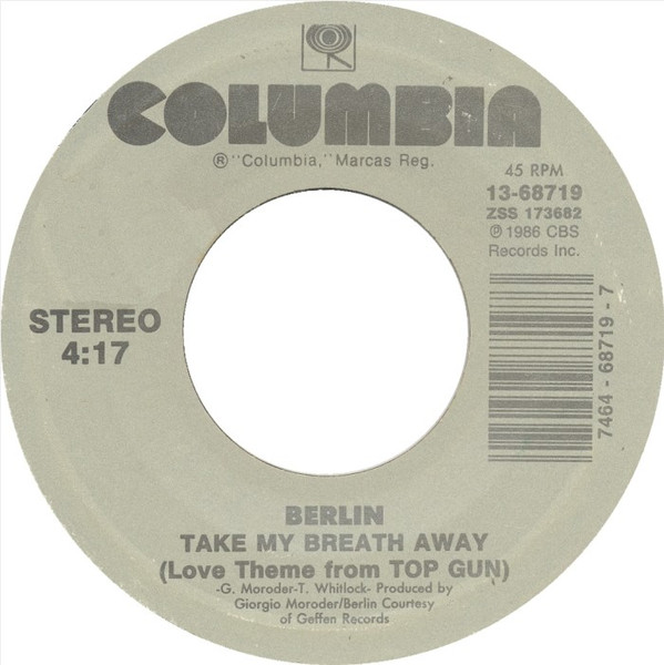  Take My Breath Away 45 Record 