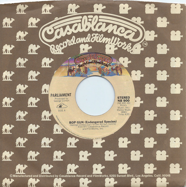  Parliament -- Bop Gun (Endangered Species)/ I've Been Watching You, 1977 (M) 45 rpm record with factory sleeve, $12.00 - Click for bigger image and more info 