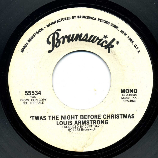  Louis Armstrong -- The Night Before Christmas, 1971 (M-) 45 rpm record, $6.00 - Click for bigger image and more info 