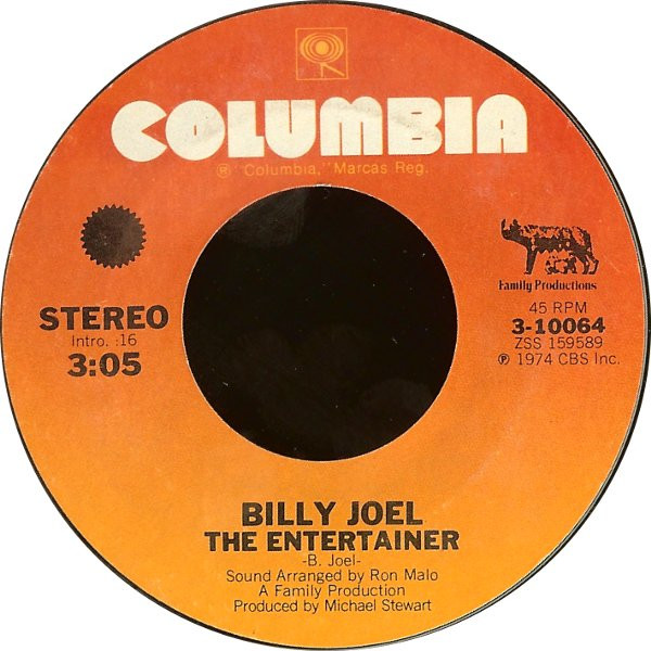  Billy Joel -- The Entertainer, 1974 (M-) 45 rpm record with factory sleeve, $6.00 - Click for bigger image and more info 