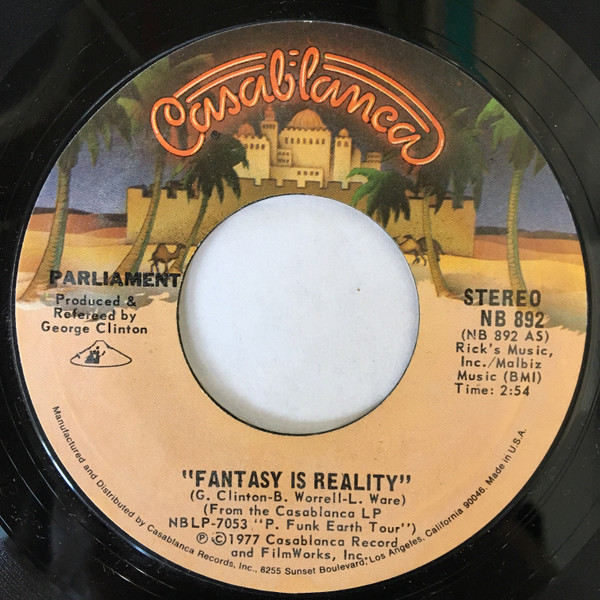  Parliament -- Fantasy is Reality/ The Landing (Of The Holy Mothership), 1977 (M-) 45 rpm record with factory sleeve, $8.00 - Click for bigger image and more info 