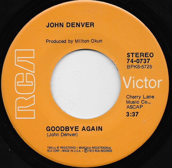  Goodbye Again/ The Eagle And The Hawk 45 Record 