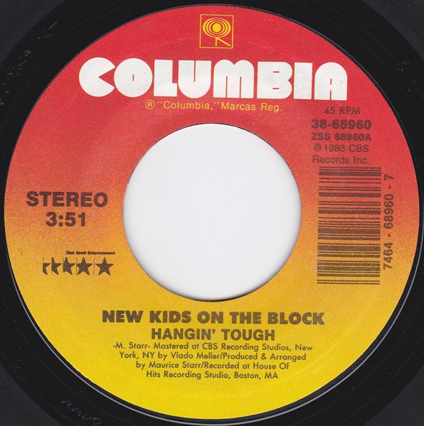  New Kids on the Block -- Hangin' Tough/ Didn't I (Blow Your Mind), 1989 (M) 45 rpm record with factory sleeve, $6.00 - Click for bigger image and more info 