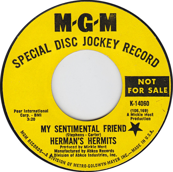  My Sentimental Friend/ My Lady 45 Record 