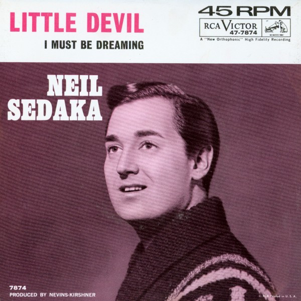  Neil Sedaka -- Little Devil/ I Must Be Dreaming, 1960 (M) 45 rpm record with picture sleeve, $30.00 - Click for bigger image and more info 