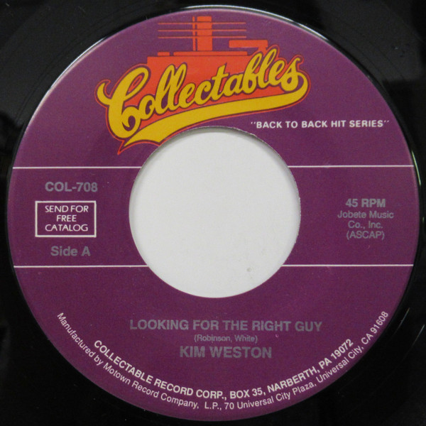  Kim Weston -- Looking For The Right Guy, 1963 (M) 45 rpm record, $6.00 - Click for bigger image and more info 