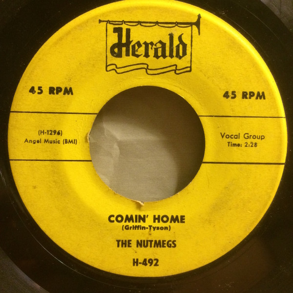  Nutmegs -- Comin' Home/ A Love So True, 1956 (M-) 45 rpm record, $40.00 - Click for bigger image and more info 