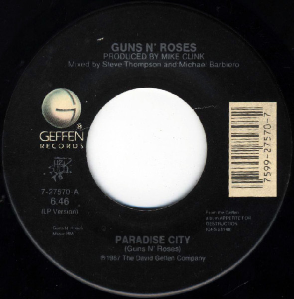  Paradise City/ Move To The City 45 Record 