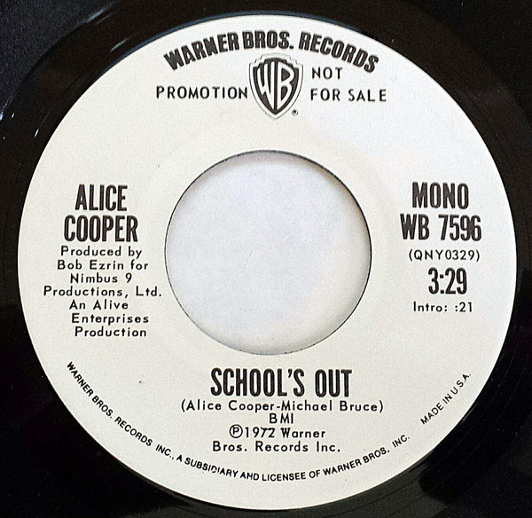  Alice Cooper -- School's Out, 1972 (M-) 45 rpm record, $25.00 - Click for bigger image and more info 