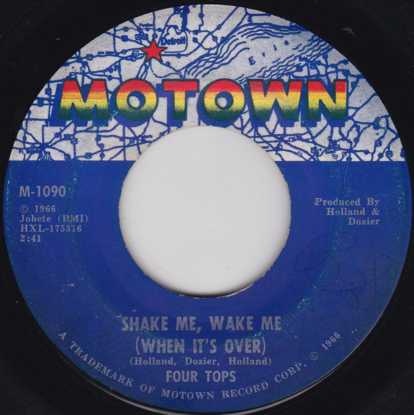  Four Tops -- Shake Me, Wake Me (When It's Over)/ Just As Long As You Need Me, 1966 (M-) 45 rpm record with factory sleeve, $20.00 - Click for bigger image and more info 