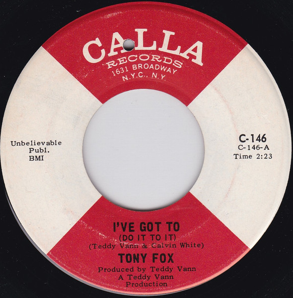  Tony Fox -- (I've Got To) Do It To It/ E.S.P., 1968 (M-) 45 rpm record, $15.00 - Click for bigger image and more info 