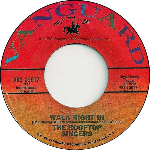  Rooftop Singers -- Walk Right In/ Cool Water, 1963 (M-) 45 rpm record, $12.00 - Click for bigger image and more info 